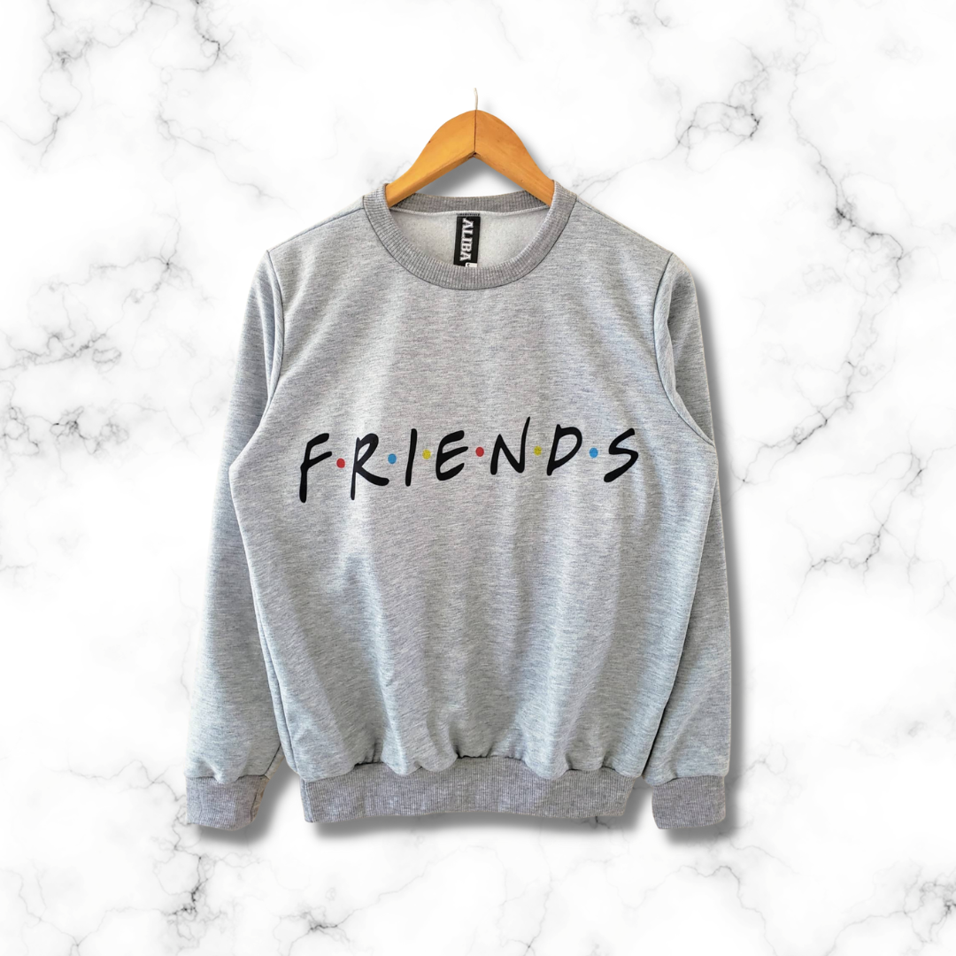 Buzo unisex basico gris friends