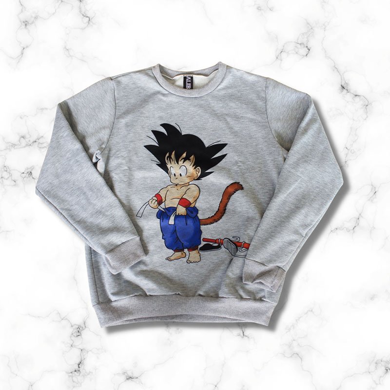 buzo unisex basico gris goku sin camisa